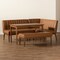 Baxton Studio Daymond Mid-Century Modern Tan Faux Leather and Walnut Brown Finished Wood 4-Piece Dining Nook Set 186-11352-11354-9305-Zoro - alternate 8